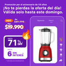 Licuadora Peabody PE-LN810R Roja 2 Velocidades Jarra de Vidrio 1.75 Litros