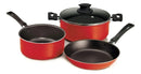 Set De Cocina Ollas + Sartén Antiadherente 4 Piezas Piamonte Color Rojo