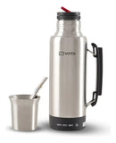 Termo Eléctrico Vitta 1 Litro 2 En 1 Mate Y Bombilla Color Acero